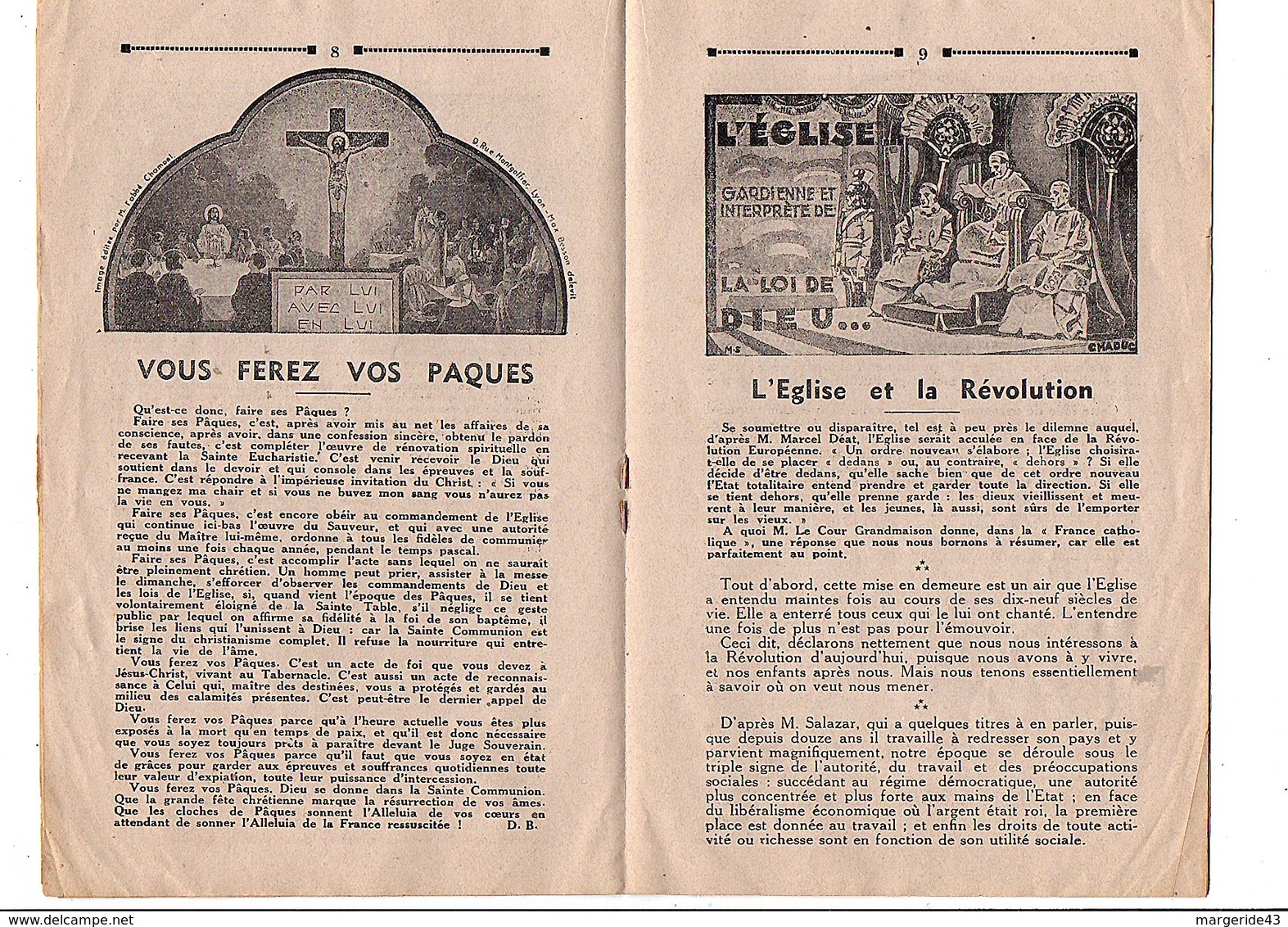 BULLETIN PAROISSIAL DE SAINT-ALYRE D'ARLANC PUY DE DOME - AVRIL 1943