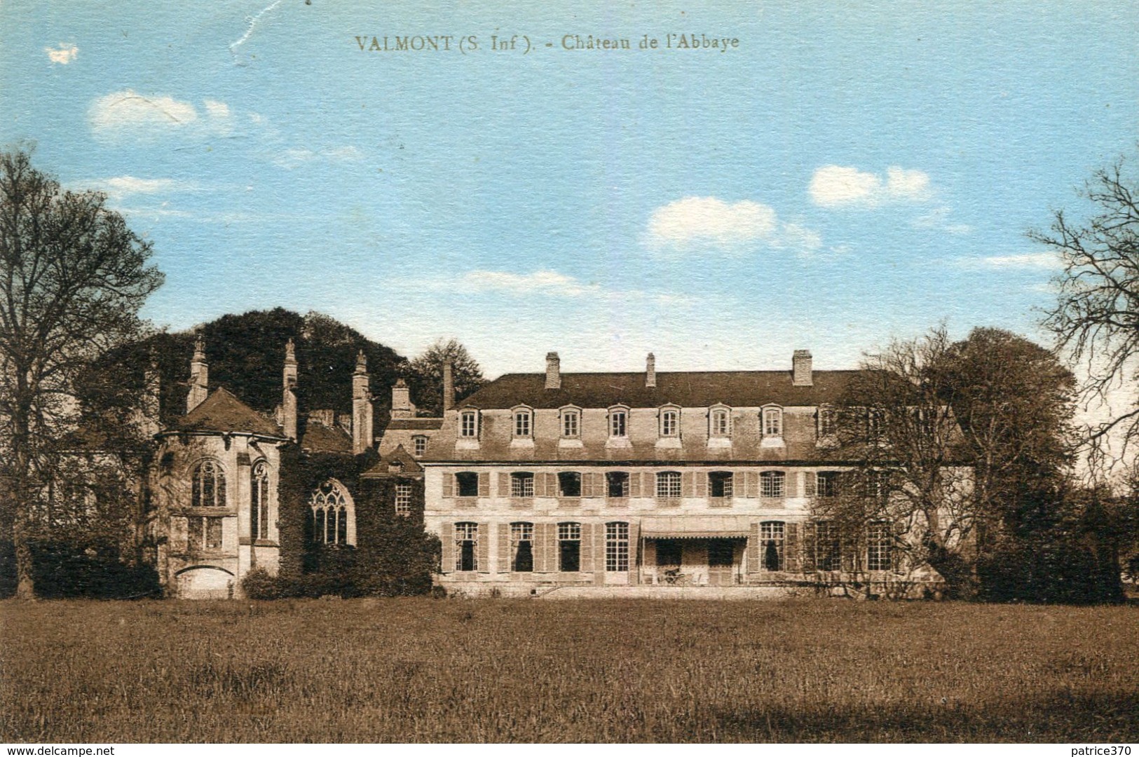 VALMONT - LOT de 7 cartes sur l'Abbaye Vitraux chapelle Château Ruines Eglise