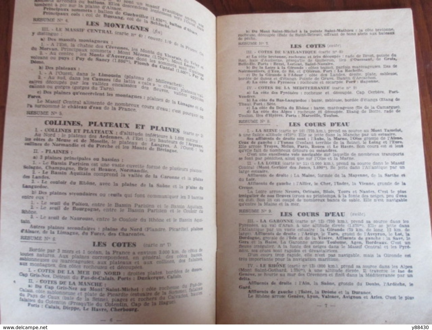 Livret "L' ESSENTIEL" FE.6 - Résumés De Géographie & Fascicule - Année 1947 - Cours De Fin D'étude - 38 Pages -21 Photos - 12-18 Ans