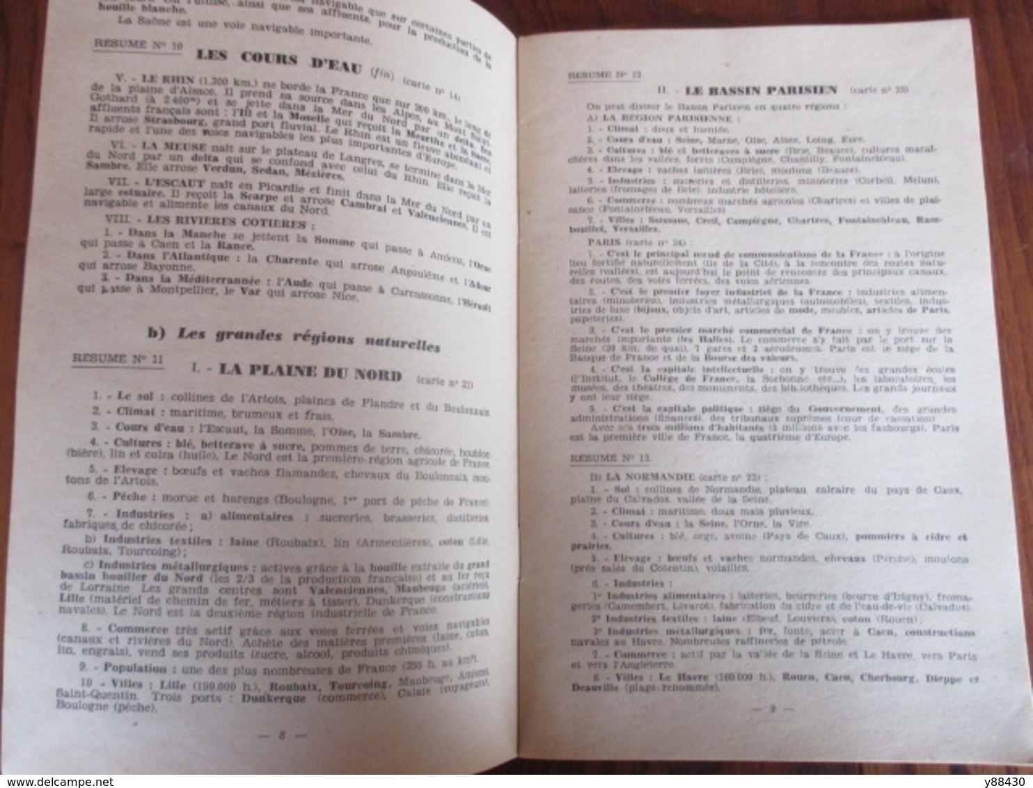 livret "L' ESSENTIEL" FE.6 - Résumés de Géographie & fascicule - Année 1947 - Cours de fin d'étude - 38 pages -21 photos