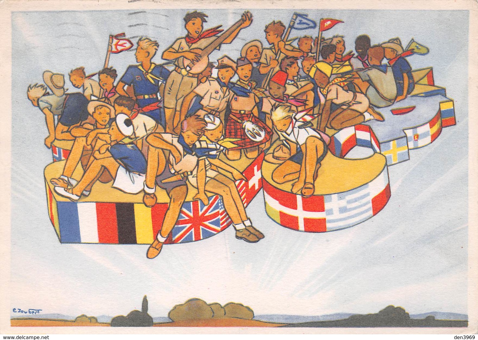 Scoutisme - Jamboree 1947 - Très Beau Dessin De Pierre Joubert - Editions P.P. Ozanne - Padvinderij