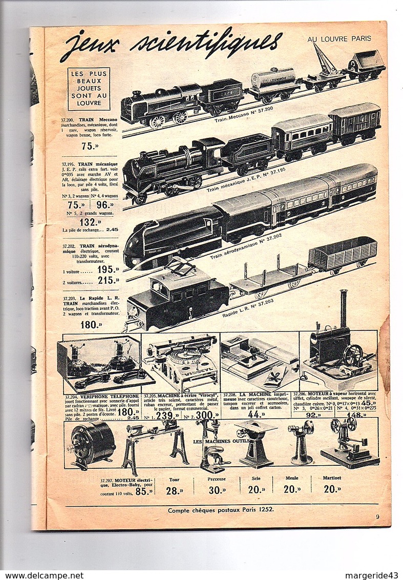 1937 CATALOGUE JOUETS ET ETRENNES DES GRANDS MAGASINS DU LOUVRE