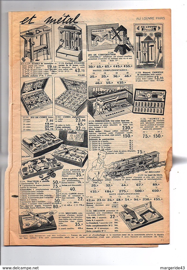 1937 CATALOGUE JOUETS ET ETRENNES DES GRANDS MAGASINS DU LOUVRE