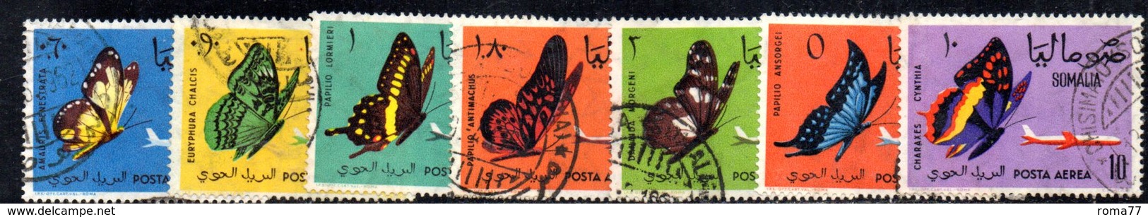 XP4310 - SOMALIA 1961 , Posta Aerea Serie Yvert N. 8/14  Usata .  Farfalle - Somalia (1960-...)