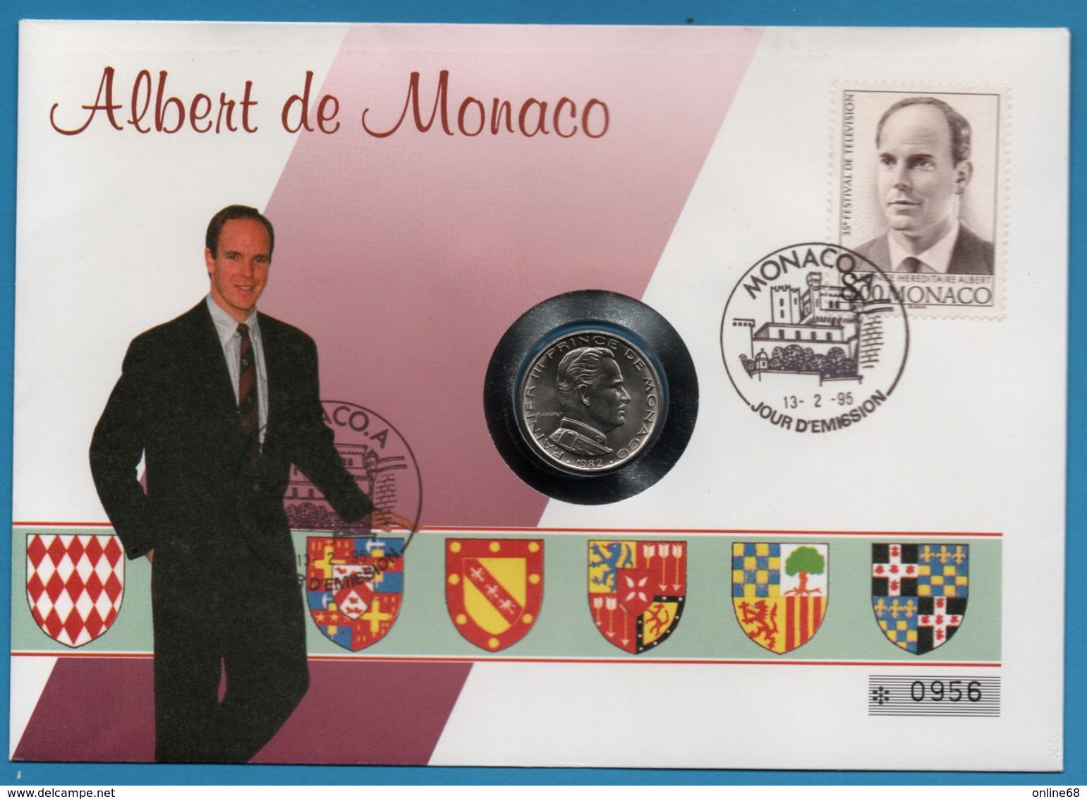 NUMISBRIEF MONACO 1 FRANC 1982 ALBERT NUMIS COVER - 1960-2001 Nouveaux Francs