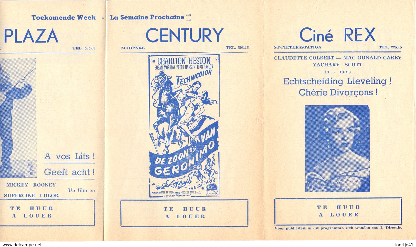 Ciné  Bioscoop Programma Cinema Majestic - Rex - Century - Savoy - Select - Gent - 27 Maart 1953 - Publicité Cinématographique