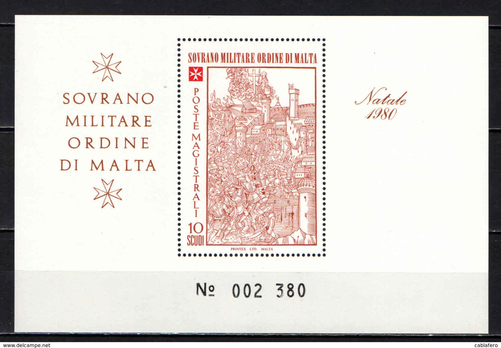 SMOM - 1980 - NATALE: ASSEDIO DI RODI - FOGLIETTO - SOUVENIR SHEET - MNH - Sovrano Militare Ordine Di Malta