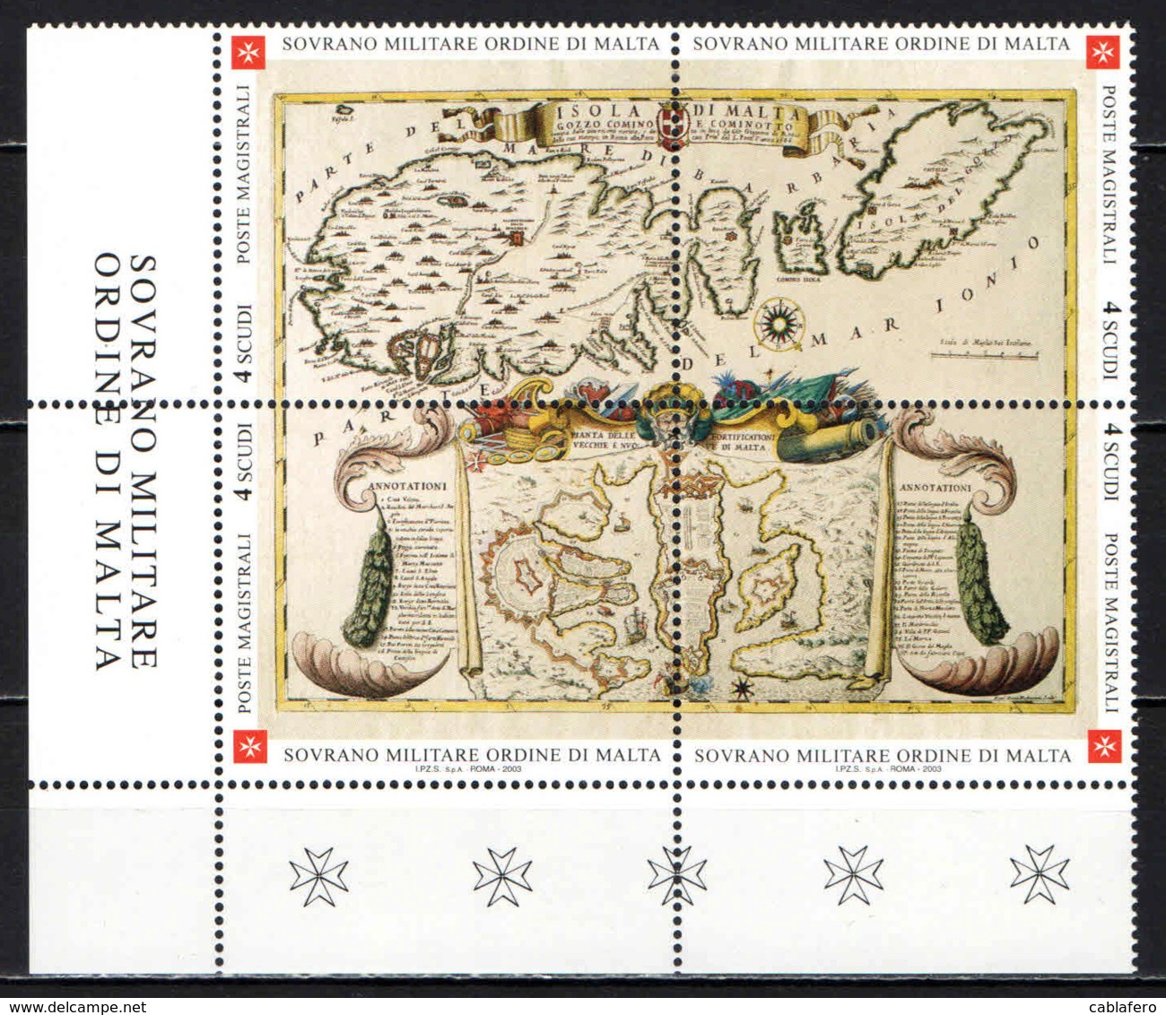 SMOM - 2003 - CARTA GEOGRAFICA DELL'ISOLA DI MALTA - MNH - Sovrano Militare Ordine Di Malta