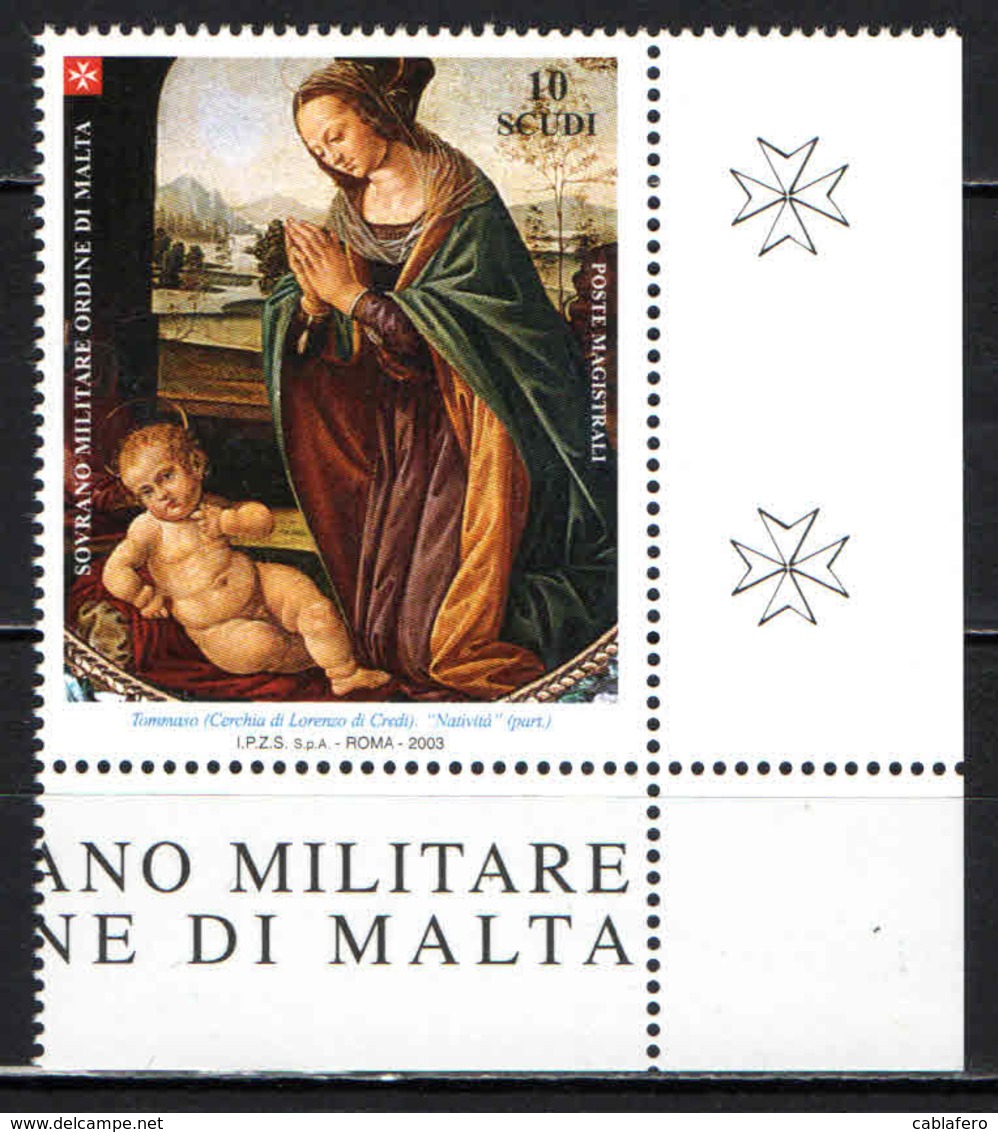 SMOM - 2003 - NATALE - PARTICOLARE DELLA "NATIVITA'" DI TOMMASO (CERCHIA DI LORENZO DI CREDI) - MNH - Sovrano Militare Ordine Di Malta