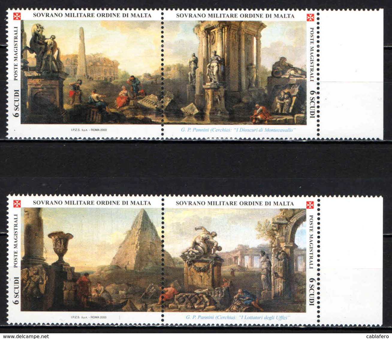 SMOM - 2003 - VEDUTE DI ROMA - DIPINTI DI GIAN PAOLO PANNINI - MNH - Sovrano Militare Ordine Di Malta