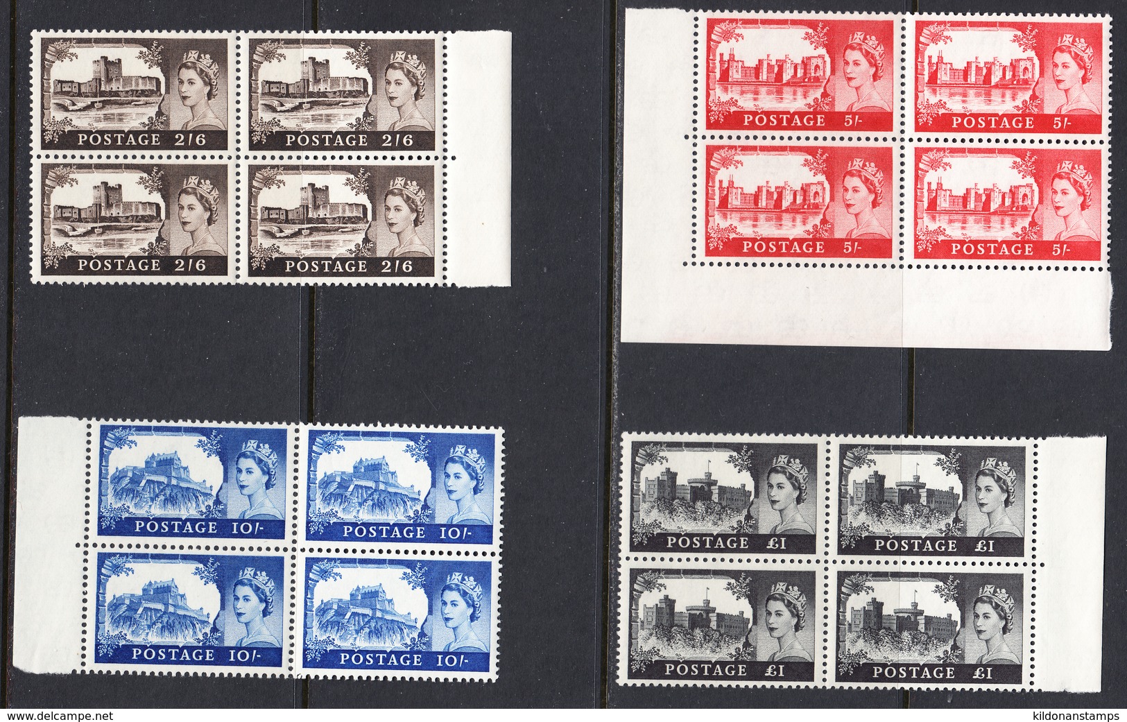 Great Britain 1959 De La Rue Printing, Mint No Hinge, Blocks, Wmk 179, See Notes, Sc# ,SG 595-598 - Nuevos