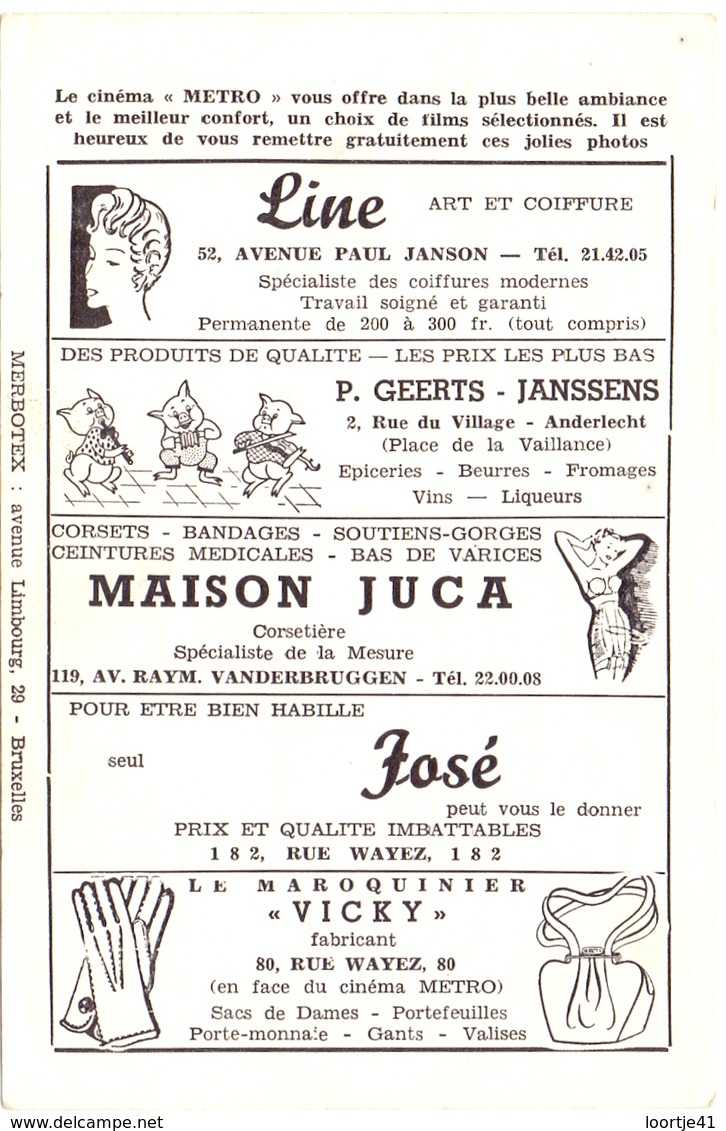 Pub Reclame - Ciné Cinema Bioscoop - Metro Bruxelles - Foto Photo Aldo Ray - - Publicité Cinématographique