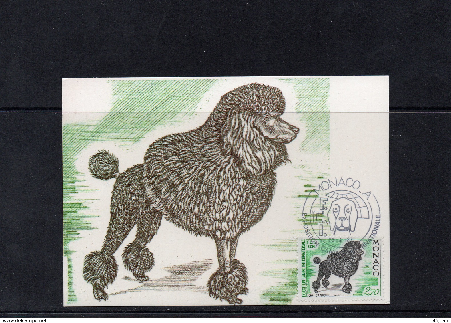 :Monaco 1987 Carte Maximum Expo Canine Dog "le Caniche" 02488 - Hunde
