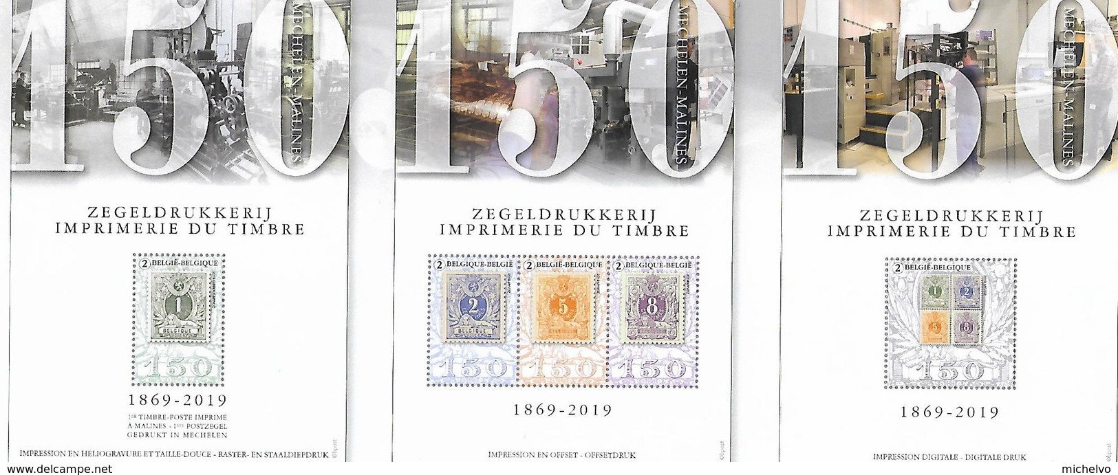 Belg. 2019 - COB N° BL 273 - 274 - 275 ** Les 150 Ans De L'imprimerie Du Timbre  (timbres 4842 à 4846) - Ungebraucht