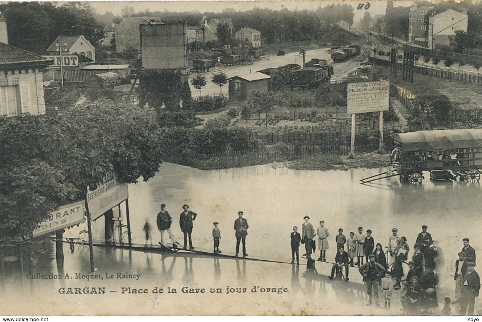 Gare De Gargan Livry Inondée Orage Pub Pernot Manège Fete Foraine J. Rantz Envoi Vallon En Sully 03 - Stations - Met Treinen