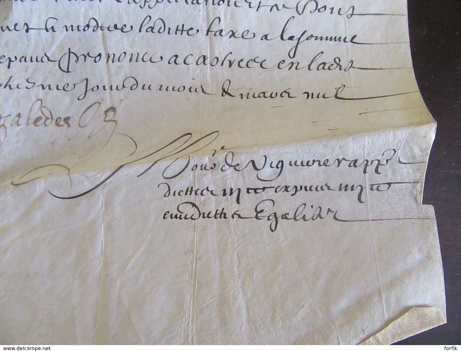 France - Superbe Document Ancien Manuscrit Sur Vélin Daté De 1660 à Déchiffrer. - Documents Historiques