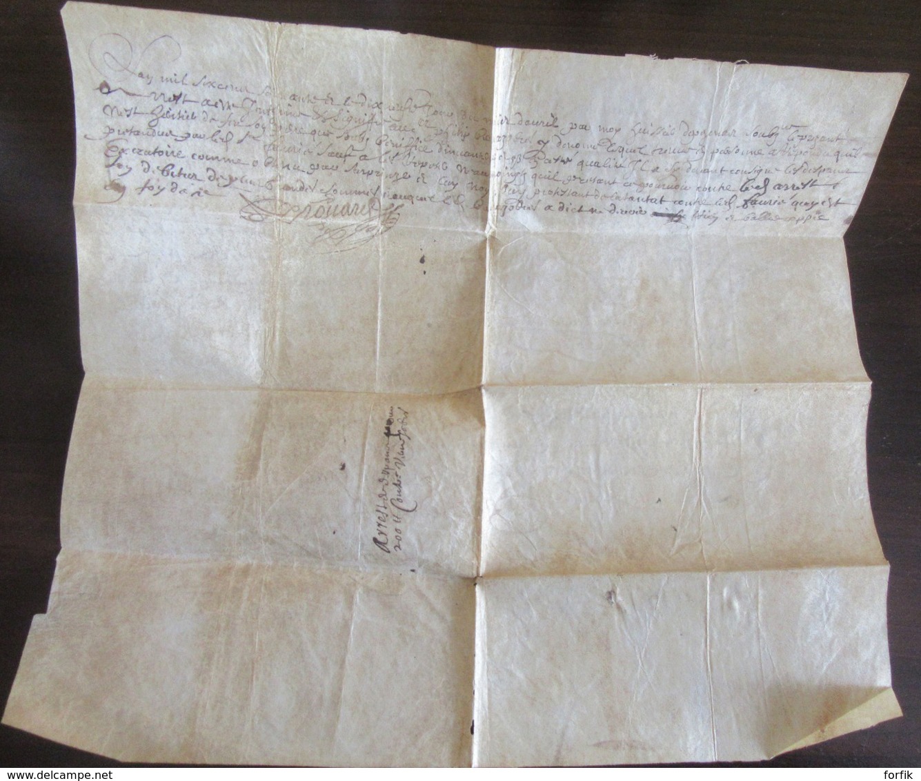 France - Superbe Document Ancien Manuscrit Sur Vélin Daté De 1660 à Déchiffrer. - Documents Historiques