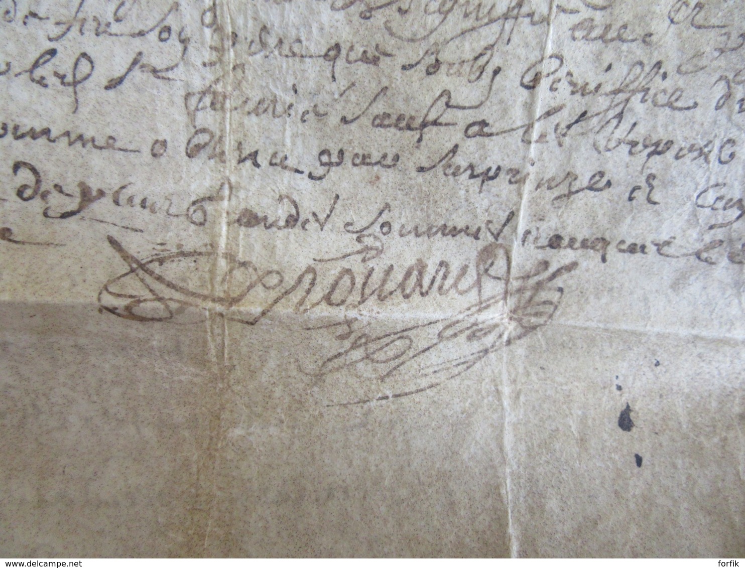 France - Superbe document ancien manuscrit sur Vélin daté de 1660 à déchiffrer.