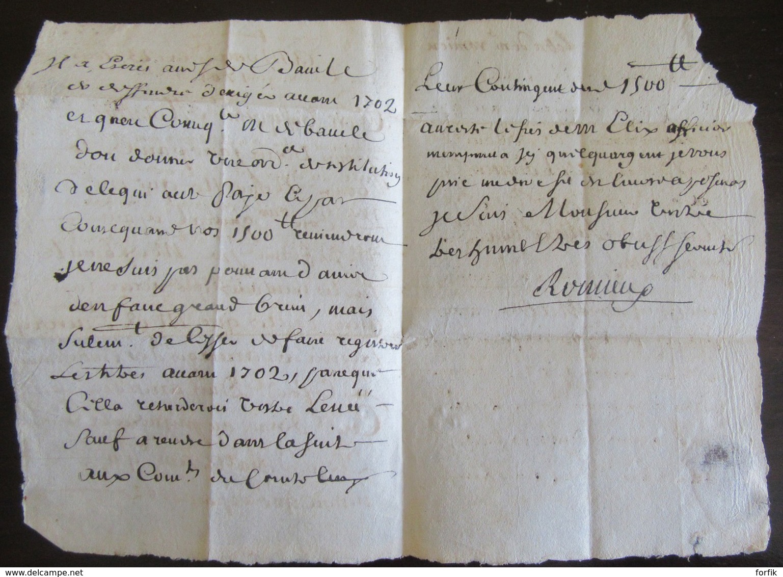 France - Ancienne Correspondance Datée De 1705 Avec Beau Cachet De Cire Au Verso - Documents Historiques