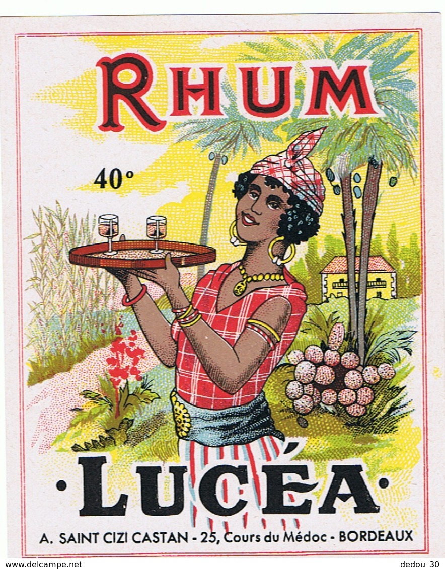 étiquete Rhum Lucéa Bordeaux Illustration Antillaise - Rhum