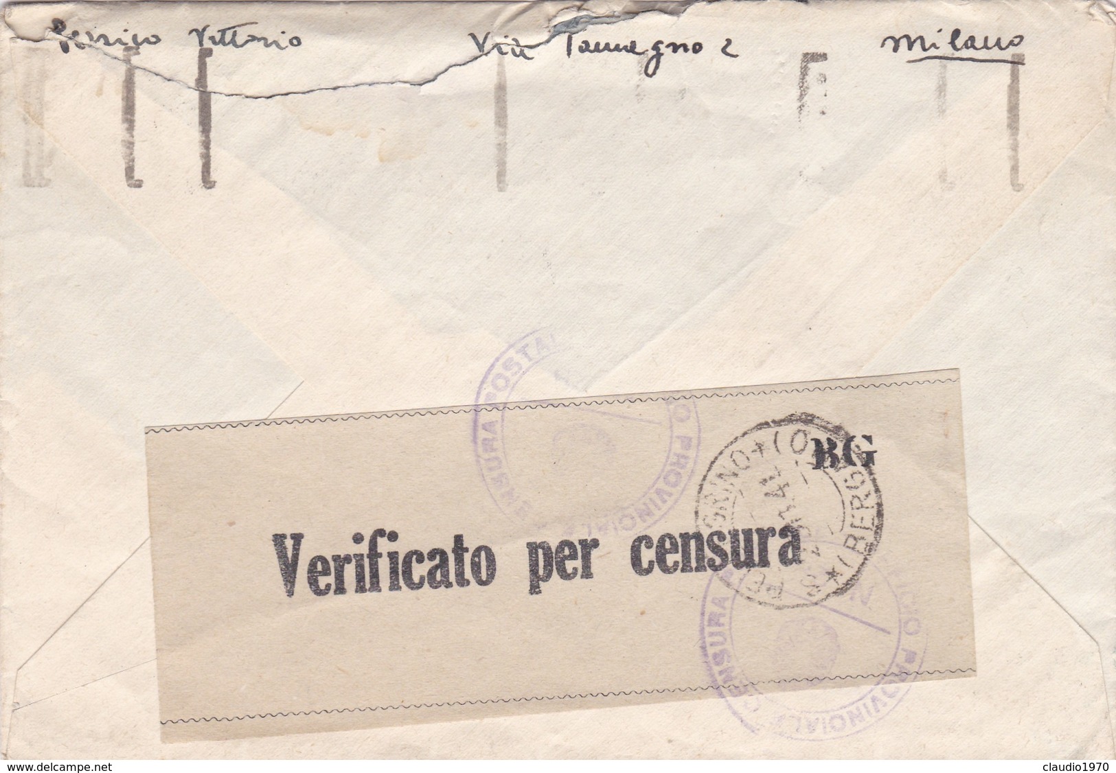 BUSTA VIAGGIATA - DA  MILANO - VIAGGIATA PER S. PELLEGRINO ( BERGAMO) - Storia Postale