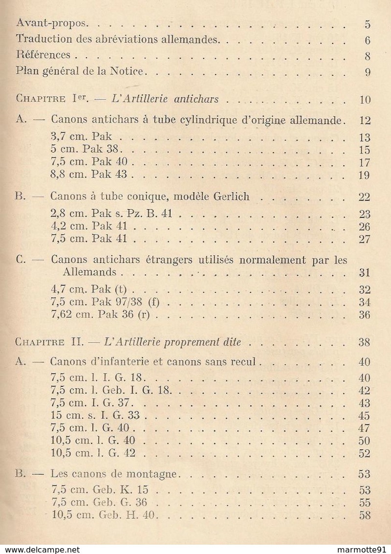 NOTICE SUR ARTILLERIE ARMEE ALLEMANDE 1945 2e BUREAU RENSEIGNEMENT SECRET - 1939-45