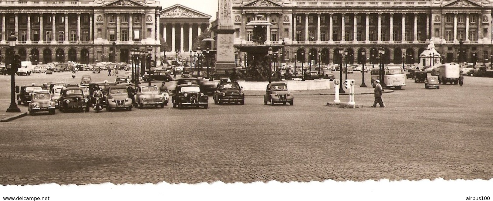 CPA DOUBLE FORMAT PANORAMIQUE - PARIS CONCORDE OBELISQUE MADELEINE - CITROEN TRACTION PEUGEOT 203 RENAULT FREGATE - Other & Unclassified