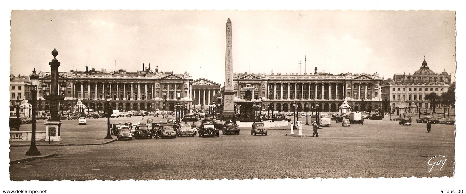 CPA DOUBLE FORMAT PANORAMIQUE - PARIS CONCORDE OBELISQUE MADELEINE - CITROEN TRACTION PEUGEOT 203 RENAULT FREGATE - Other & Unclassified