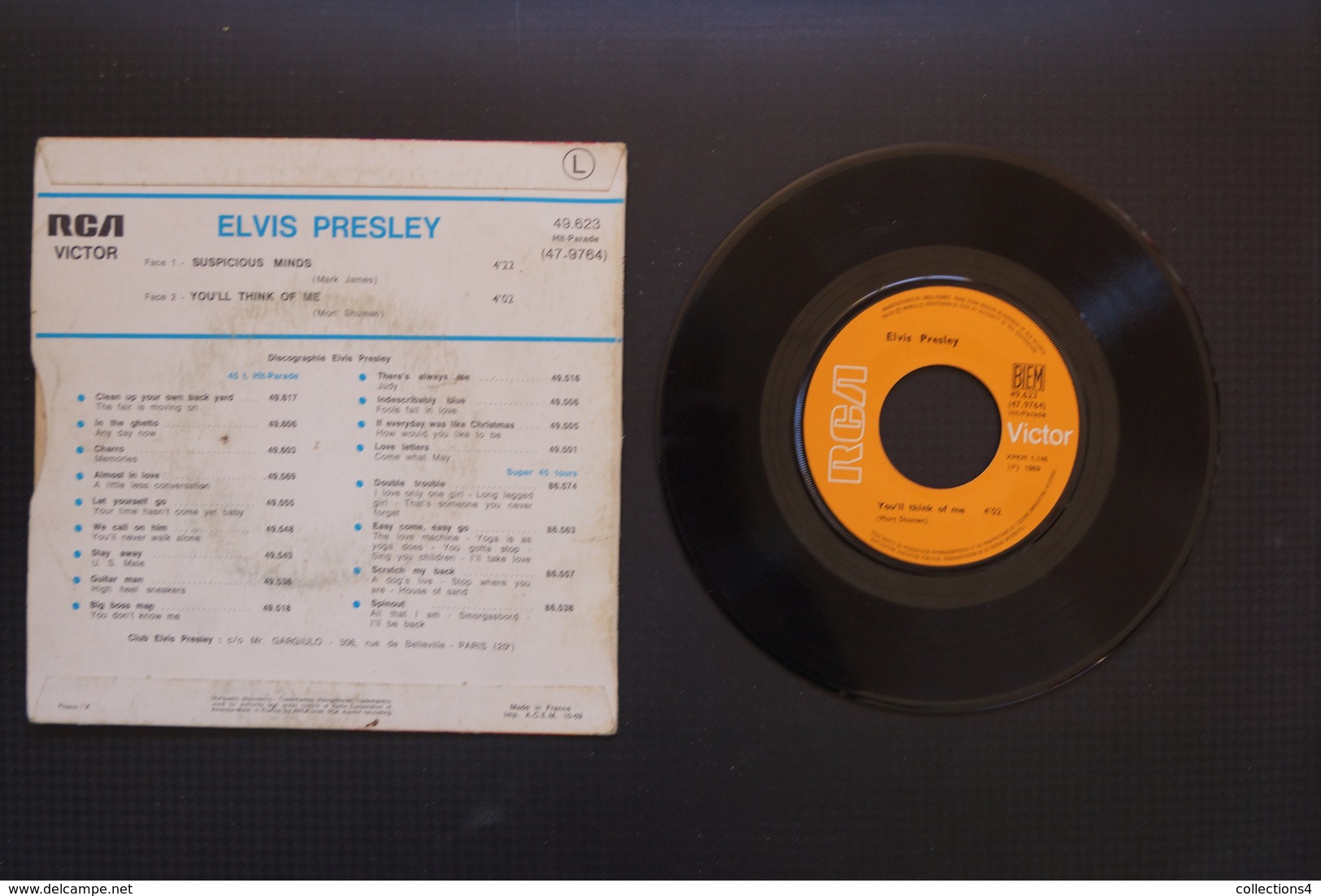 ELVIS PRELEY SUSPICIOUS MINDS SP 1969 VALEUR + - Rock