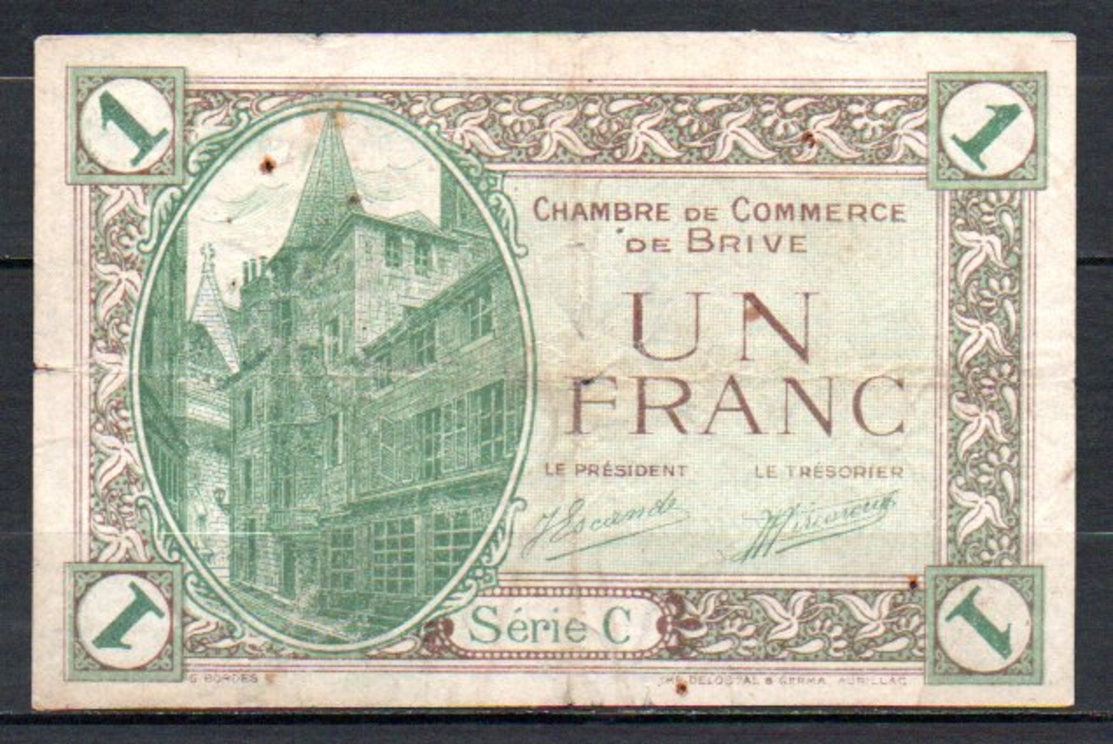 566-Brive Billet De 1 Franc 1924 Série C - Chamber Of Commerce