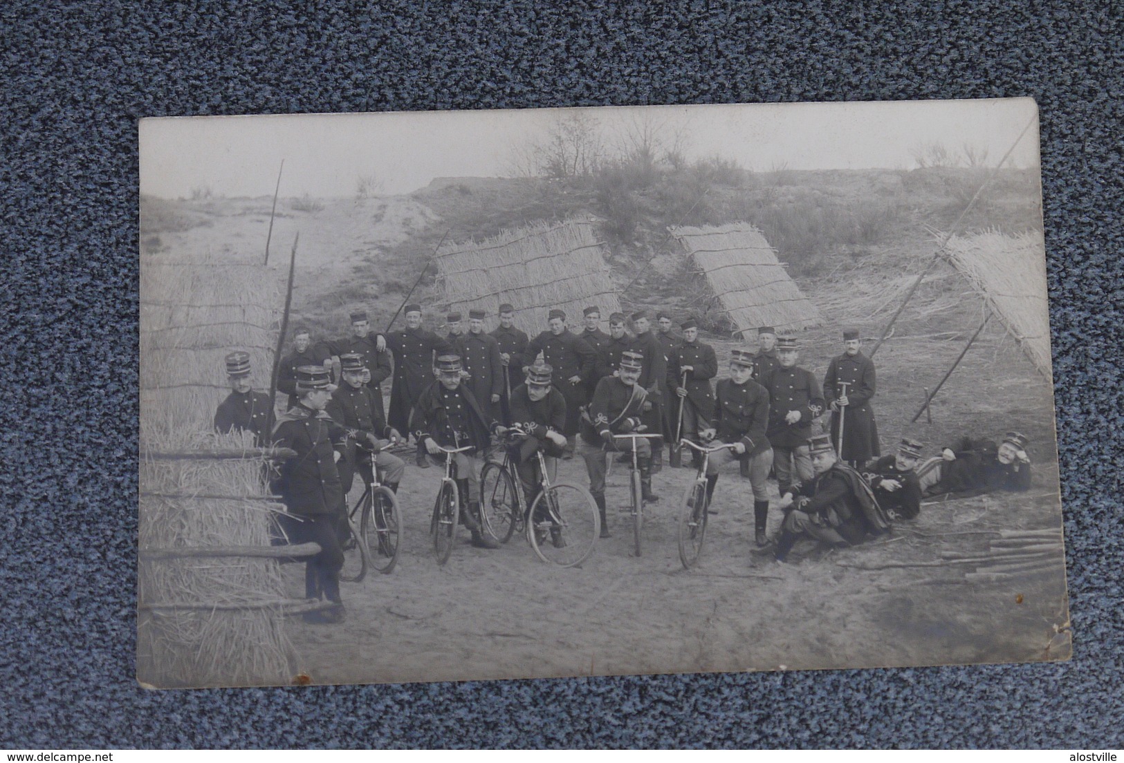 Foto Origineel  Fotokaart Militairen Fiets Bicycle Leopoldsburg 1912 - Guerre 1914-18