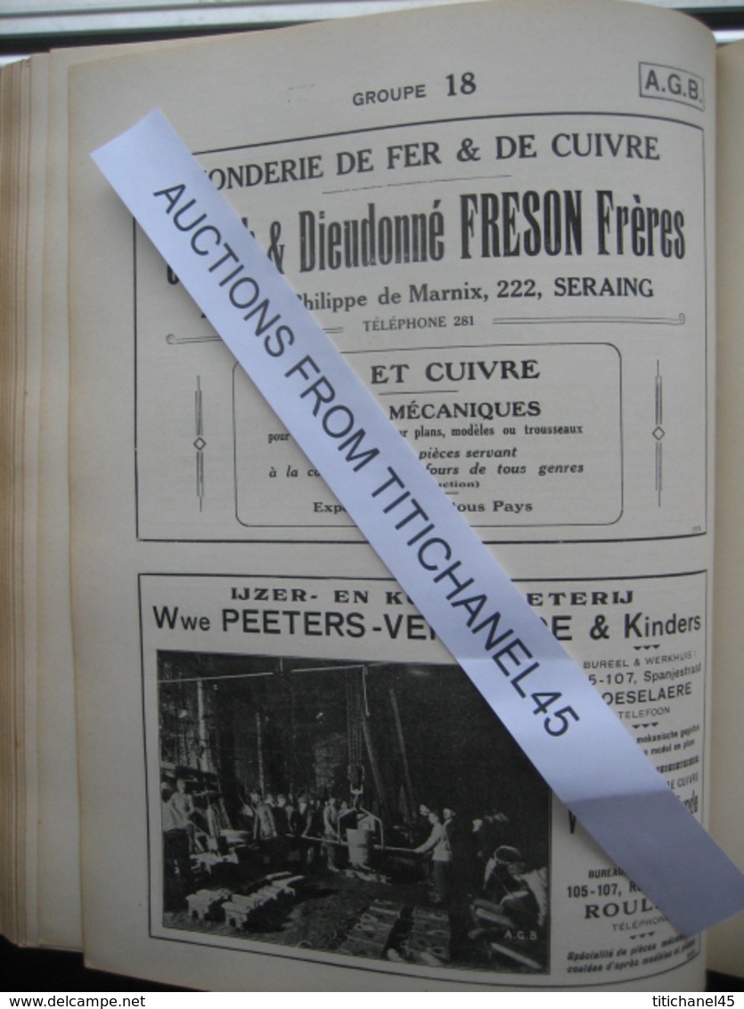 1921 ANNUAIRE GENERAL DE LA BELGIQUE INDUSTRIELLE, COMMERCIALE, MARITIME & COLONIALE