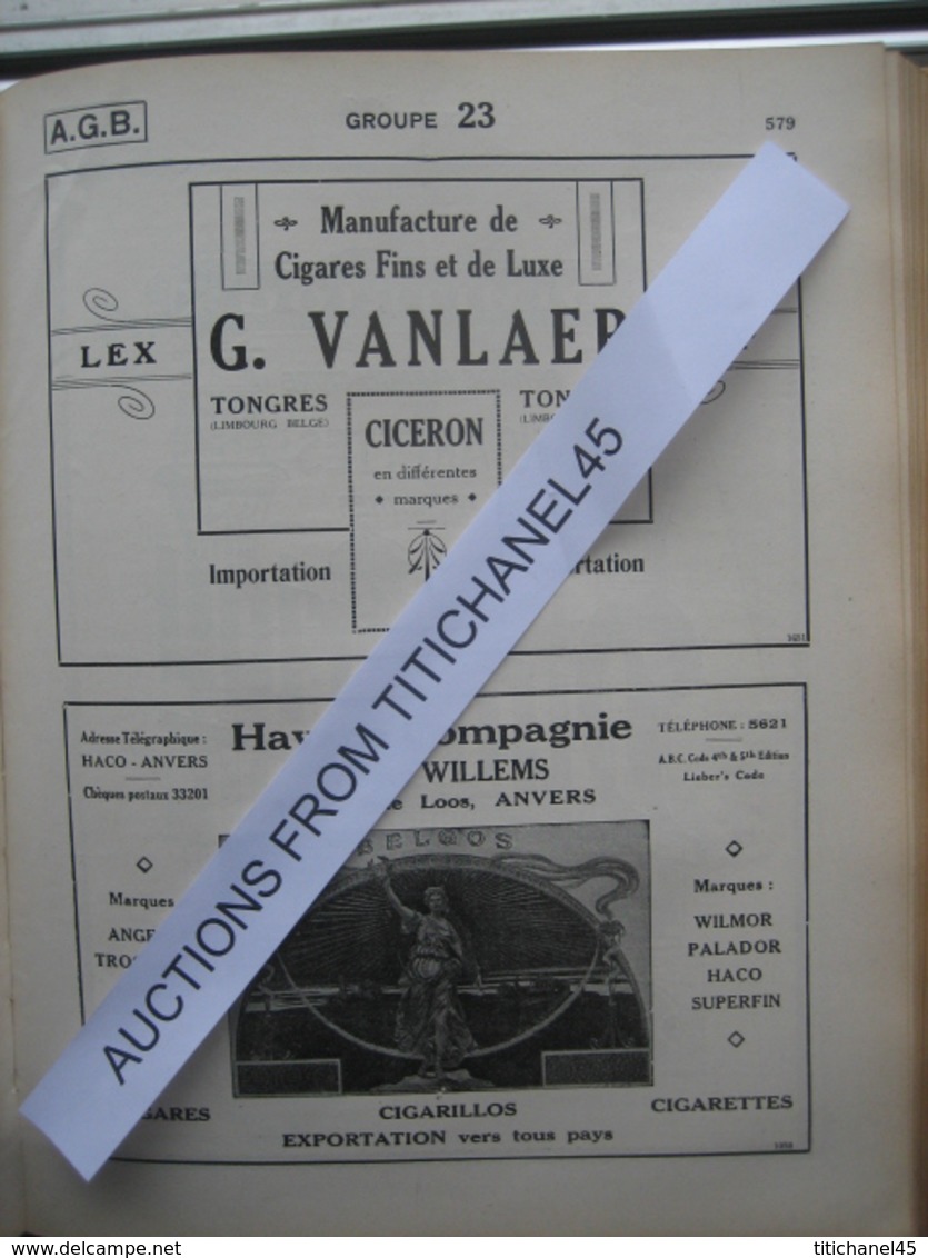 1921 ANNUAIRE GENERAL DE LA BELGIQUE INDUSTRIELLE, COMMERCIALE, MARITIME & COLONIALE