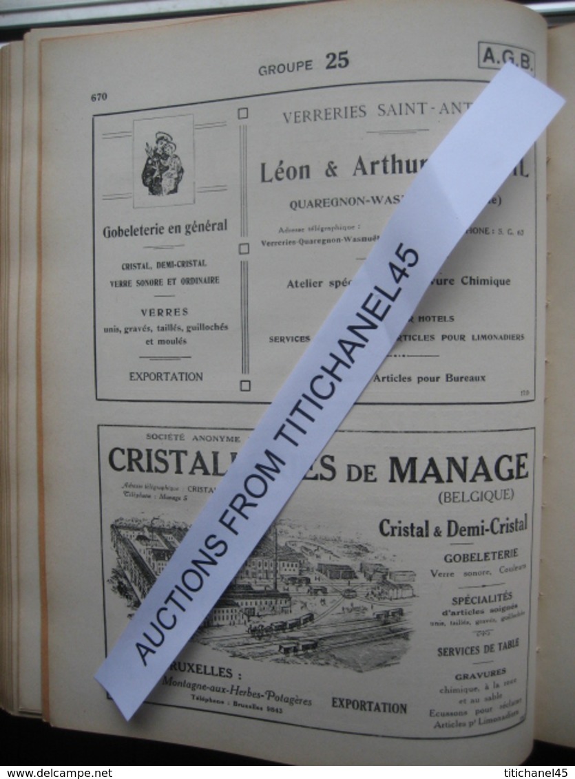 1921 ANNUAIRE GENERAL DE LA BELGIQUE INDUSTRIELLE, COMMERCIALE, MARITIME & COLONIALE