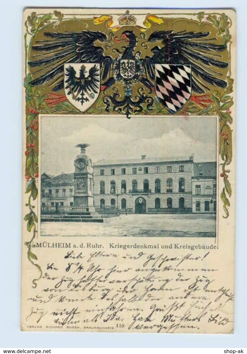 P4U34-4330/ Mülheim Ruhr Kreisgebäude Tolle Wappen Litho Präge AK 1902 - Sonstige & Ohne Zuordnung