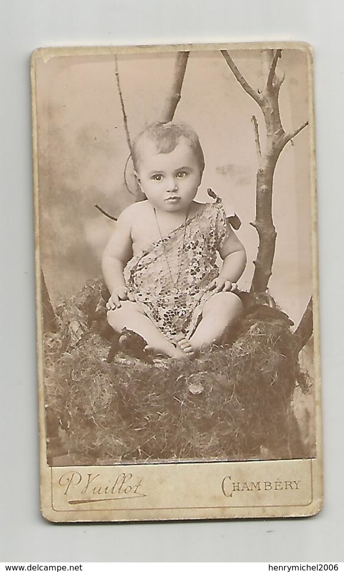 Photographie Cdv Enfant Dans Un Nid D'oiseau Photo Montage Vuillot De Chambéry 73 Savoie - Anciennes (Av. 1900)