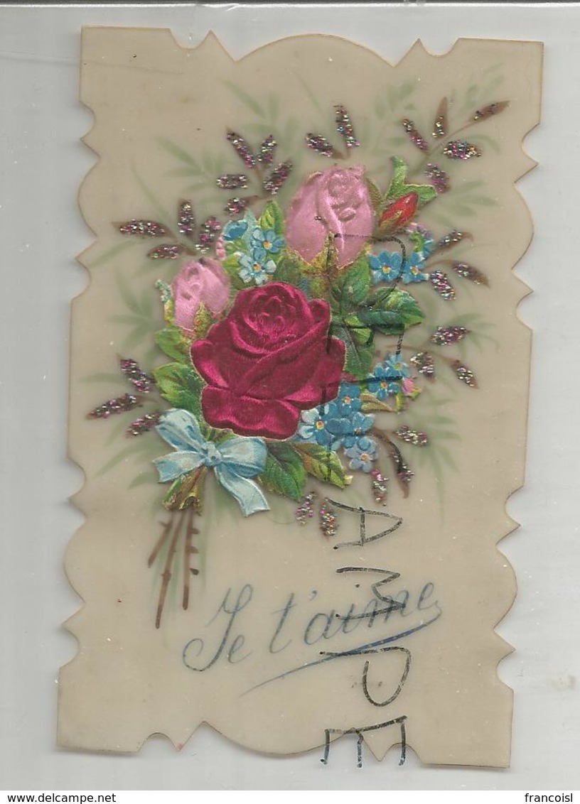 Collage De Fleurs Sur Silicone:"Je T'aime". - Autres & Non Classés