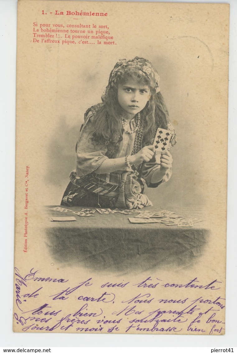 ENFANTS - Jolie Carte Fantaisie Fillette Cartomancienne "LA BOHEMIENNE - N°1 " - Edit. BERGERET - Portraits