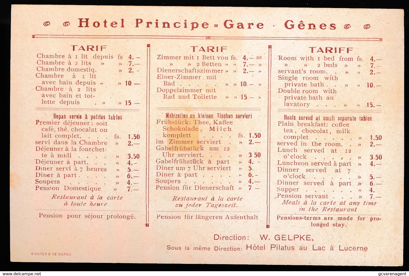 GENES  HOTEL DES PRINCES FÜRSTENHOF  - LOOK 2 SCANS - Autres & Non Classés