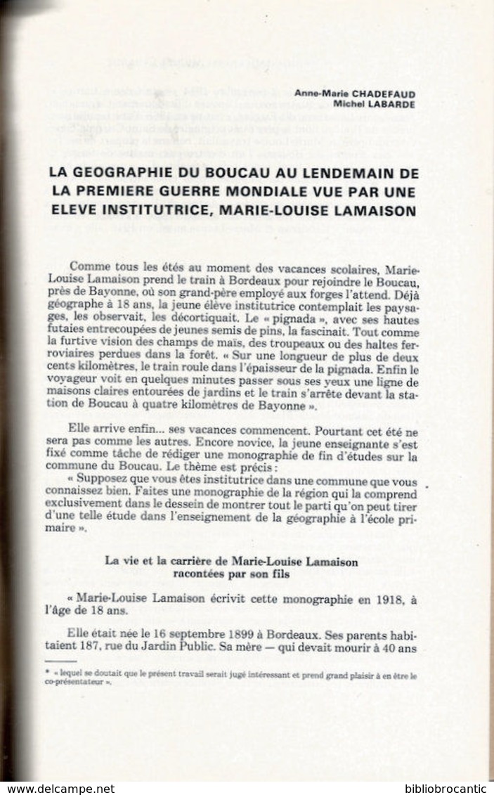 LA GEOGRAPHIE DU BOUCAU AU LENDEMAIN DE LA PREMIERE GUERRE MONDIALE Par Marie Louise LAMAISON - Baskenland