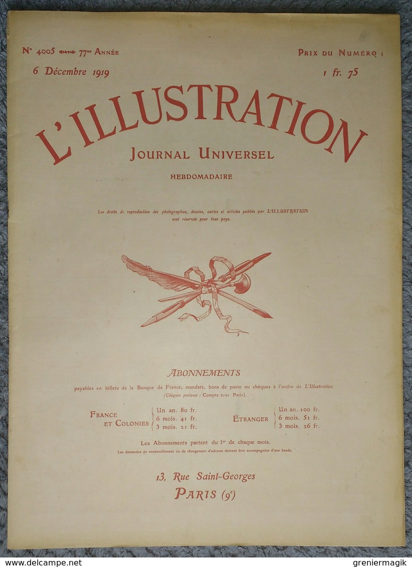 L'Illustration 4005 6 Décembre 1919 Lady Astor/Gare De Leipzig/L'île Maurice/USA Football Yale-Princeton/Fourragères - L'Illustration