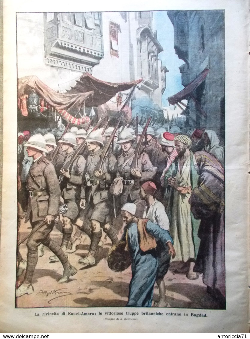 La Domenica Del Corriere 25 Marzo 1917 WW1 Asiago Gambrinus Carletti Bagdad Duma - Guerra 1914-18