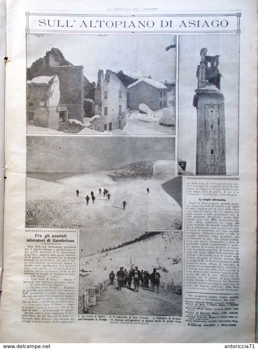 La Domenica Del Corriere 25 Marzo 1917 WW1 Asiago Gambrinus Carletti Bagdad Duma - Guerre 1914-18