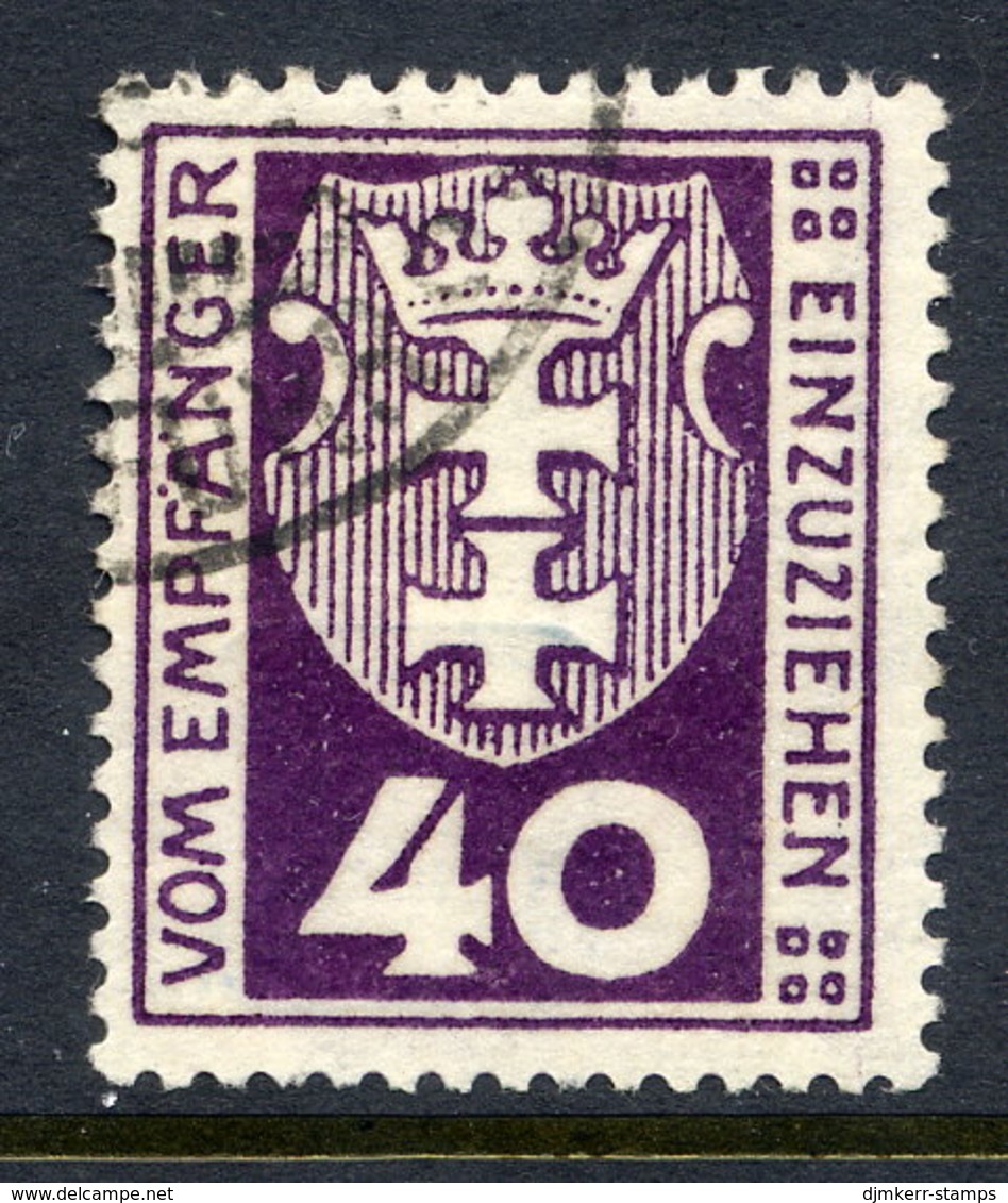 DANZIG 1921 Postage Due 40 Pf. Postally Used, Signed Infla. Michel 3 - Segnatasse