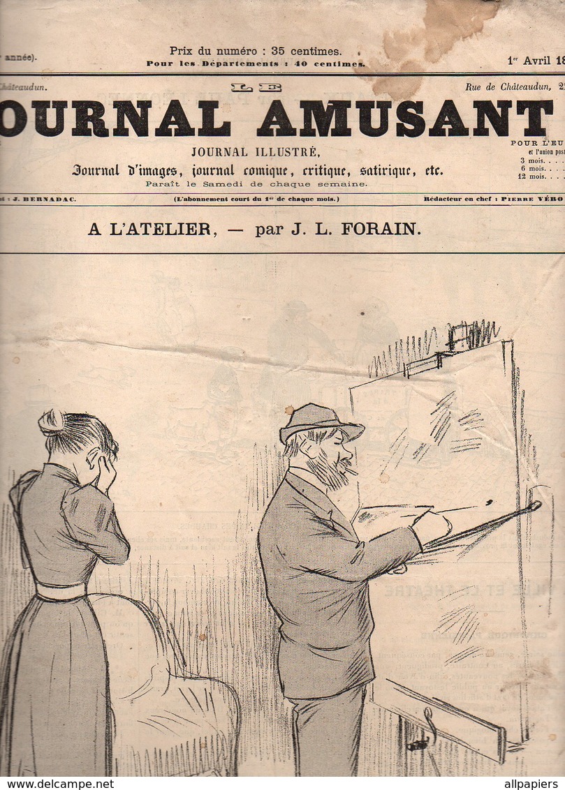 Journal Amusant N°1909 A L'atelier Par J. L. Forain - Ruraux Par Paul Léonnec - Au Régiment Par Josias De 1893 - 1850 - 1899