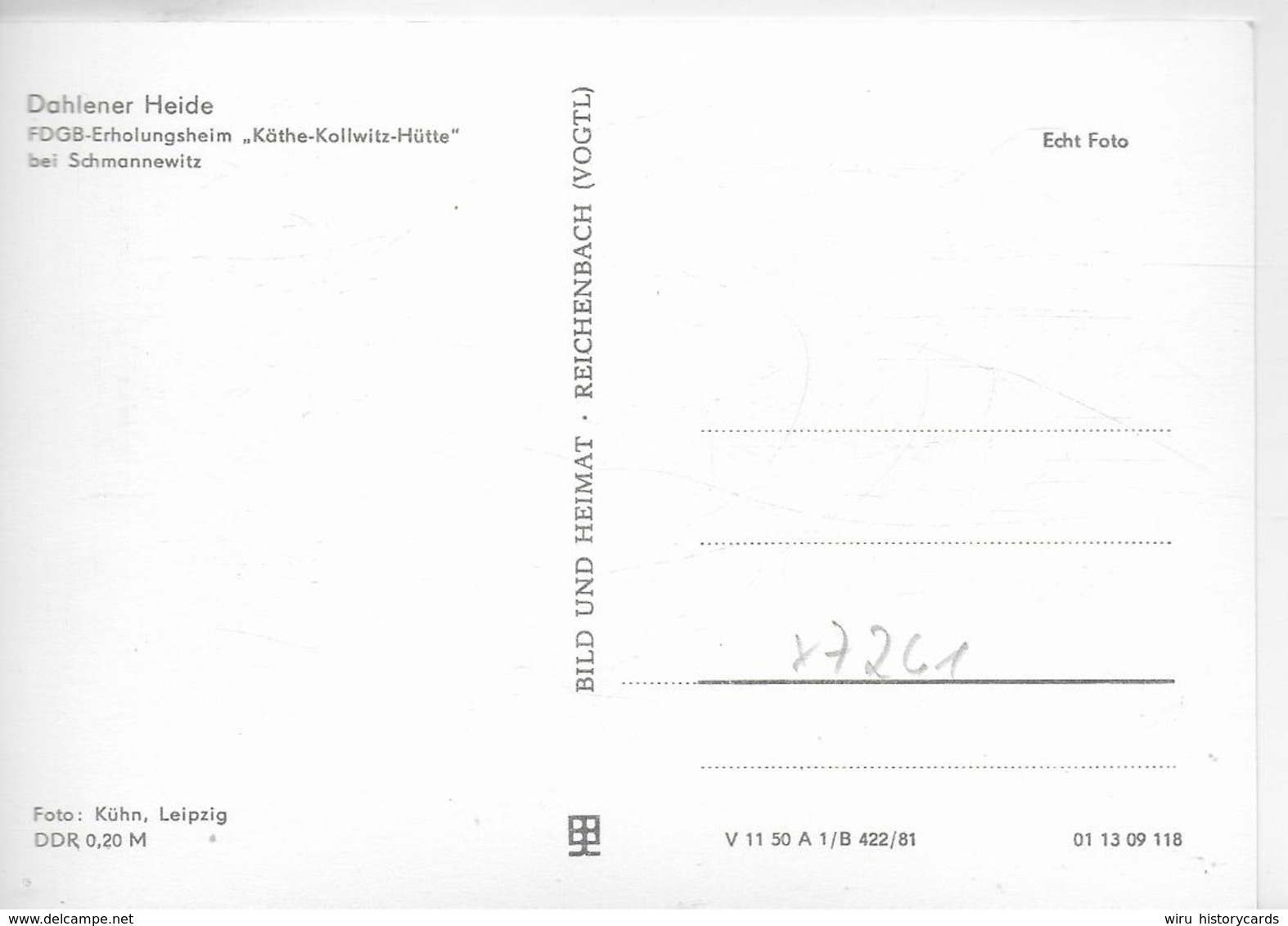 AK 0189  Schmannewitz ( Dahlener Heide ) - FDGB Erholungsheim " Köthe-Kollwitz-Hütte / Ostalgie , DDR Um 1981 - Dahlen