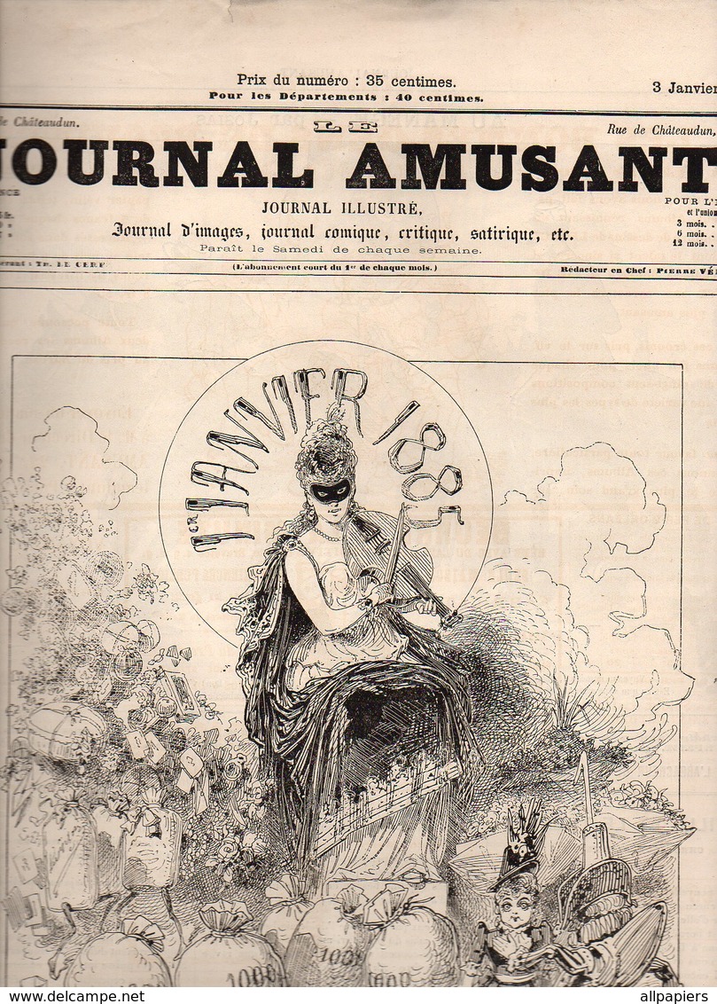 Journal Amusant N°1479 Le Thermomètre Du Ménage - Fête De Famille Par Stop - Petit Calendrier Parisien 1885 De Mars - 1850 - 1899