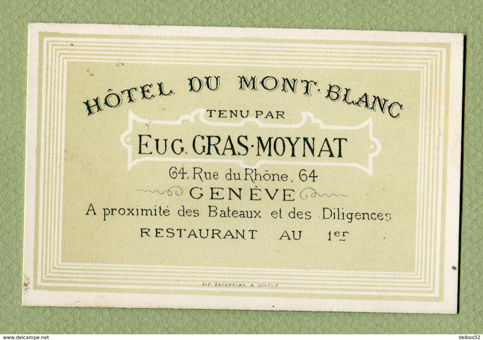 GENEVE  : " HÔTEL DU MONT-BLANC - EUG. GRAS-MOYNAT " - Suiza