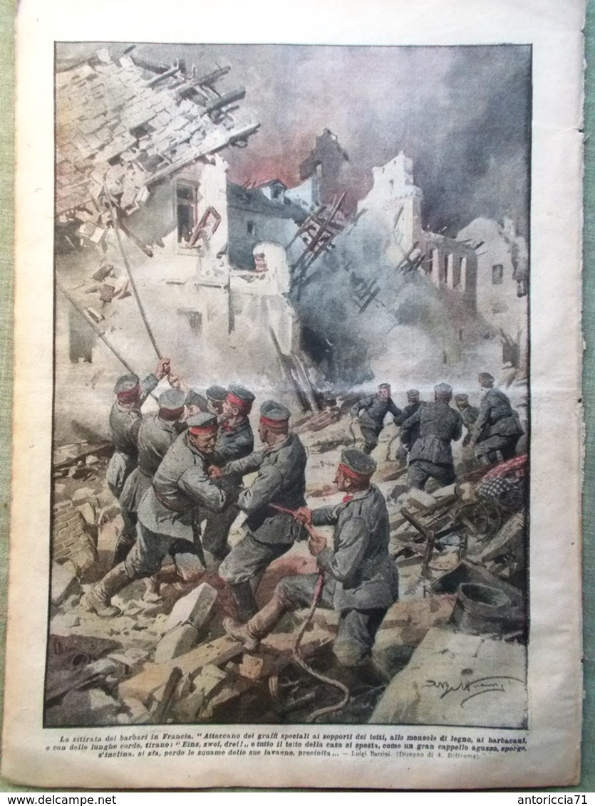 La Domenica Del Corriere 8 Aprile 1917 WW1 Ritirata Dei Tedeschi Peronne Russia - Oorlog 1914-18