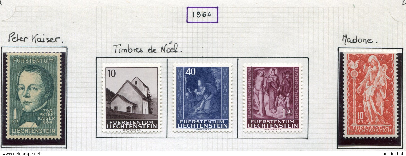 11915 LIECHTENSTEIN Collection Vendue Par Page N° 393, 394/6, 397 */ **  1964   TB - Collections